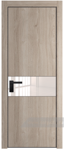 Дверь со стеклом ProfilDoors 17NE Lacobel Перламутровый лак с кромкой Черный матовый RAL9005 (Дуб Сонома)