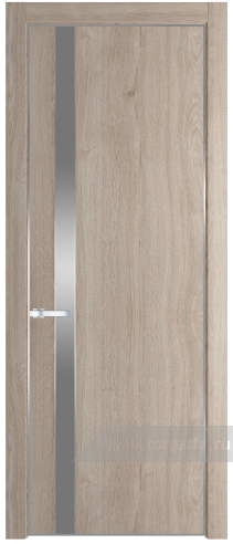 Дверь со стеклом ProfilDoors 18NE Lacobel Серебряный лак с кромкой Серебро (Дуб Сонома)