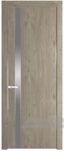 Дверь со стеклом ProfilDoors 18NE Lacobel Серебряный лак с кромкой Серебро (Каштан темный)