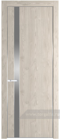 Дверь со стеклом ProfilDoors 18NE Lacobel Серебряный лак с кромкой Серебро (Каштан светлый)