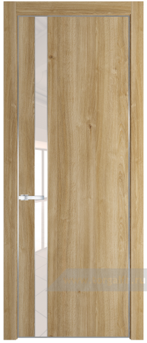 Дверь со стеклом ProfilDoors 18NE Lacobel Перламутровый лак с кромкой Серебро (Дуб Карамель)