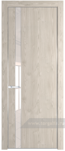 Дверь со стеклом ProfilDoors 18NE Lacobel Перламутровый лак с кромкой Серебро (Каштан светлый)