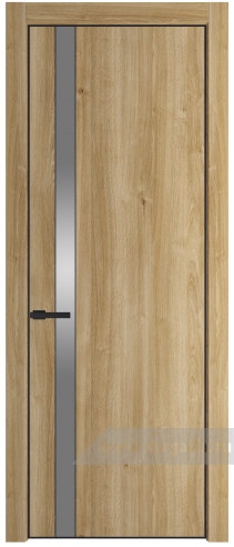 Дверь со стеклом ProfilDoors 18NE Lacobel Серебряный лак с кромкой Черный матовый RAL9005 (Дуб Карамель)