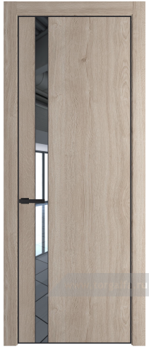 Дверь со стеклом ProfilDoors 18NE Зеркало с кромкой Черный матовый RAL9005 (Дуб Сонома)