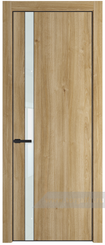 Дверь со стеклом ProfilDoors 18NE Lacobel Белый лак с кромкой Черный матовый RAL9005 (Дуб Карамель)