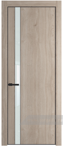 Дверь со стеклом ProfilDoors 18NE Lacobel Белый лак с кромкой Черный матовый RAL9005 (Дуб Сонома)