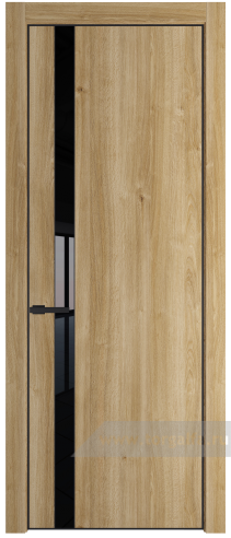 Дверь со стеклом ProfilDoors 18NE Lacobel Черный лак с кромкой Черный матовый RAL9005 (Дуб Карамель)