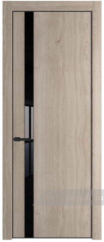 Дверь со стеклом ProfilDoors 18NE Lacobel Черный лак с кромкой Черный матовый RAL9005 (Дуб Сонома)