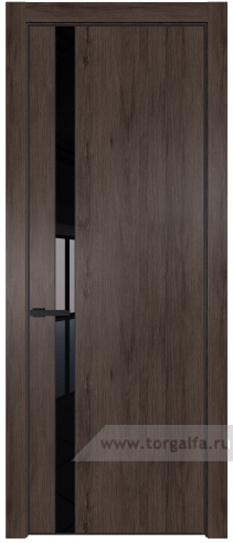Дверь со стеклом ProfilDoors 18NE Lacobel Черный лак с кромкой Черный матовый RAL9005 (Дуб Тобакко)