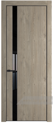 Дверь со стеклом ProfilDoors 18NE Lacobel Черный лак с кромкой Черный матовый RAL9005 (Каштан темный)