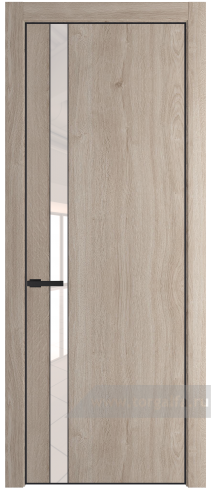 Дверь со стеклом ProfilDoors 18NE Lacobel Перламутровый лак с кромкой Черный матовый RAL9005 (Дуб Сонома)