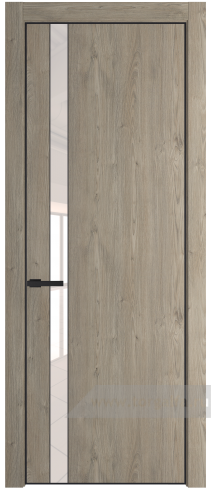Дверь со стеклом ProfilDoors 18NE Lacobel Перламутровый лак с кромкой Черный матовый RAL9005 (Каштан темный)