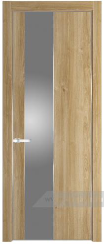 Дверь со стеклом ProfilDoors 19NE Lacobel Серебряный лак с кромкой Серебро (Дуб Карамель)