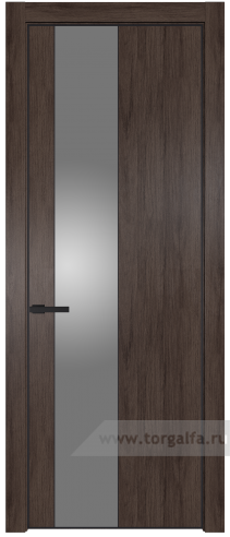 Дверь со стеклом ProfilDoors 19NE Lacobel Серебряный лак с кромкой Черный матовый RAL9005 (Дуб Тобакко)