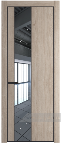 Дверь со стеклом ProfilDoors 19NE Зеркало с кромкой Черный матовый RAL9005 (Дуб Сонома)