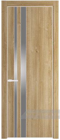 Дверь со стеклом ProfilDoors 20NE Lacobel Серебряный лак с кромкой Белый матовый RAL9003 (Дуб Карамель)