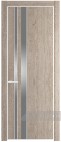 Дверь со стеклом ProfilDoors 20NE Lacobel Серебряный лак с кромкой Белый матовый RAL9003 (Дуб Сонома)