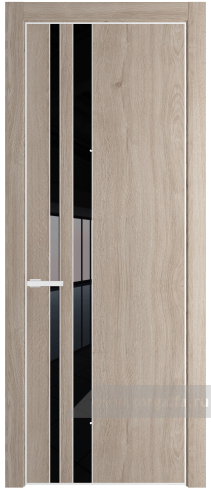 Дверь со стеклом ProfilDoors 20NE Lacobel Черный лак с кромкой Белый матовый RAL9003 (Дуб Сонома)