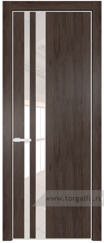 Дверь со стеклом ProfilDoors 20NE Lacobel Перламутровый лак с кромкой Белый матовый RAL9003 (Дуб Тобакко)