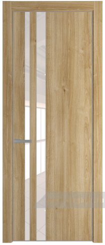 Дверь со стеклом ProfilDoors 20NE Lacobel Перламутровый лак с кромкой Серебро (Дуб Карамель)