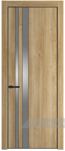 Дверь со стеклом ProfilDoors 20NE Lacobel Серебряный лак с кромкой Черный матовый RAL9005 (Дуб Карамель)