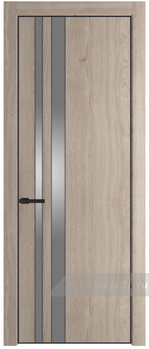 Дверь со стеклом ProfilDoors 20NE Lacobel Серебряный лак с кромкой Черный матовый RAL9005 (Дуб Сонома)