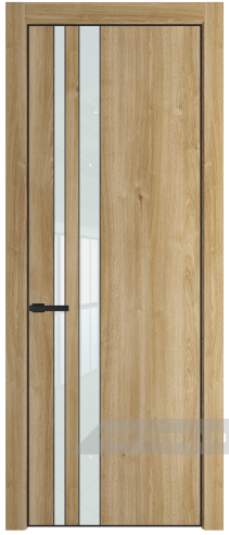 Дверь со стеклом ProfilDoors 20NE Lacobel Белый лак с кромкой Черный матовый RAL9005 (Дуб Карамель)