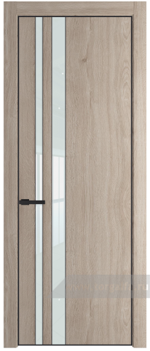 Дверь со стеклом ProfilDoors 20NE Lacobel Белый лак с кромкой Черный матовый RAL9005 (Дуб Сонома)