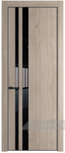 Дверь со стеклом ProfilDoors 20NE Lacobel Черный лак с кромкой Черный матовый RAL9005 (Дуб Сонома)