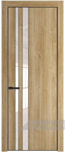 Дверь со стеклом ProfilDoors 20NE Lacobel Перламутровый лак с кромкой Черный матовый RAL9005 (Дуб Карамель)