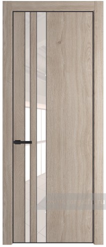 Дверь со стеклом ProfilDoors 20NE Lacobel Перламутровый лак с кромкой Черный матовый RAL9005 (Дуб Сонома)