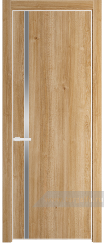 Дверь со стеклом ProfilDoors 21NE Lacobel Серебряный лак с кромкой Белый матовый RAL9003 (Дуб Карамель)