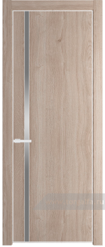 Дверь со стеклом ProfilDoors 21NE Lacobel Серебряный лак с кромкой Белый матовый RAL9003 (Дуб Сонома)