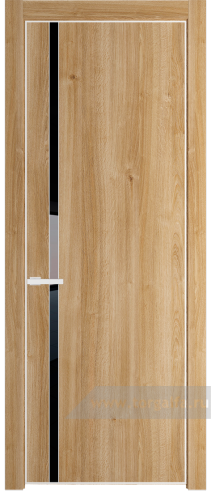 Дверь со стеклом ProfilDoors 21NE Lacobel Черный лак с кромкой Белый матовый RAL9003 (Дуб Карамель)