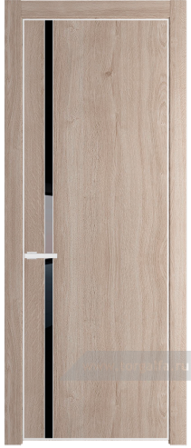Дверь со стеклом ProfilDoors 21NE Lacobel Черный лак с кромкой Белый матовый RAL9003 (Дуб Сонома)