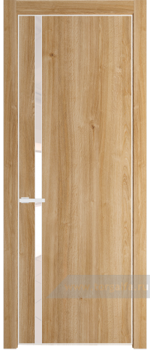Дверь со стеклом ProfilDoors 21NE Lacobel Перламутровый лак с кромкой Белый матовый RAL9003 (Дуб Карамель)