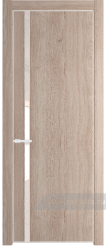 Дверь со стеклом ProfilDoors 21NE Lacobel Перламутровый лак с кромкой Белый матовый RAL9003 (Дуб Сонома)