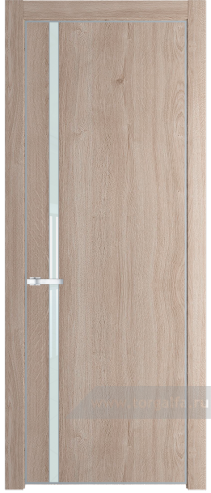 Дверь со стеклом ProfilDoors 21NE Lacobel Белый лак с кромкой Серебро (Дуб Сонома)