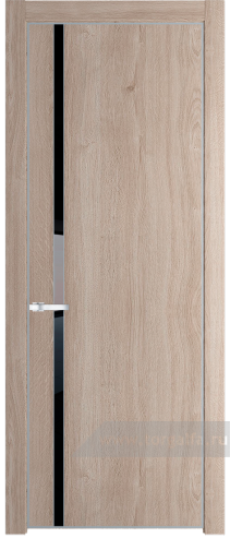 Дверь со стеклом ProfilDoors 21NE Lacobel Черный лак с кромкой Серебро (Дуб Сонома)