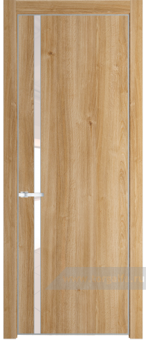Дверь со стеклом ProfilDoors 21NE Lacobel Перламутровый лак с кромкой Серебро (Дуб Карамель)