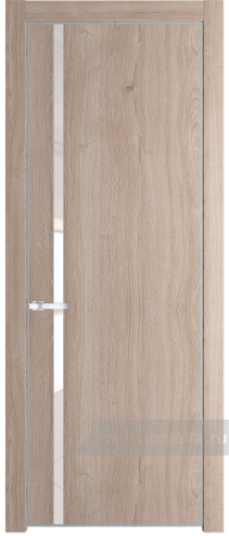 Дверь со стеклом ProfilDoors 21NE Lacobel Перламутровый лак с кромкой Серебро (Дуб Сонома)