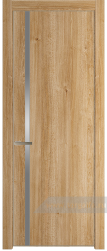 Дверь со стеклом ProfilDoors 21NE Lacobel Серебряный лак с кромкой Никель матовый (Дуб Карамель)