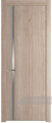 Дверь со стеклом ProfilDoors 21NE Lacobel Серебряный лак с кромкой Никель матовый (Дуб Сонома)