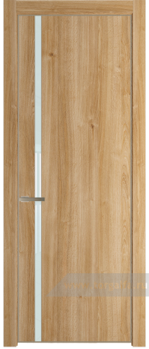 Дверь со стеклом ProfilDoors 21NE Lacobel Белый лак с кромкой Никель матовый (Дуб Карамель)