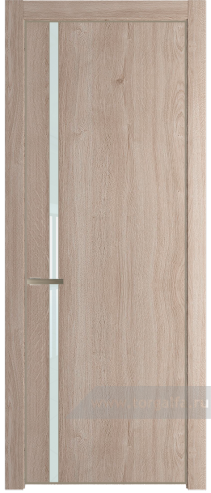 Дверь со стеклом ProfilDoors 21NE Lacobel Белый лак с кромкой Никель матовый (Дуб Сонома)