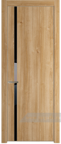 Дверь со стеклом ProfilDoors 21NE Lacobel Черный лак с кромкой Никель матовый (Дуб Карамель)