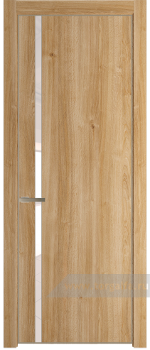 Дверь со стеклом ProfilDoors 21NE Lacobel Перламутровый лак с кромкой Никель матовый (Дуб Карамель)