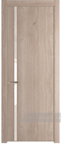 Дверь со стеклом ProfilDoors 21NE Lacobel Перламутровый лак с кромкой Никель матовый (Дуб Сонома)