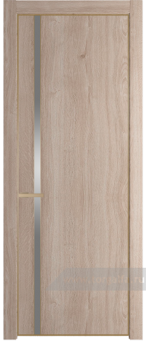 Дверь со стеклом ProfilDoors 21NE Lacobel Серебряный лак с кромкой Золото (Дуб Сонома)