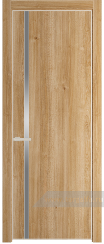 Дверь со стеклом ProfilDoors 21NE Lacobel Серебряный лак с кромкой Вайт (Дуб Карамель)